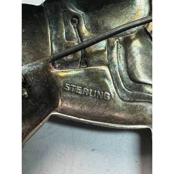 Estate Sterling Silver 925 Horse Brooch Pin Detailed Saddle Western Cowboy - Picture 5 of 8